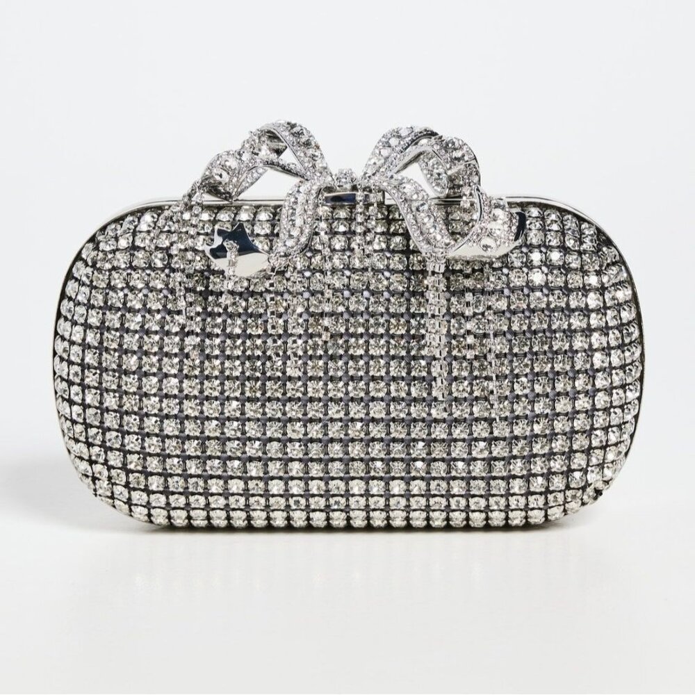 Self-Portrait Crystal Embellished Clutch With Bow Detail